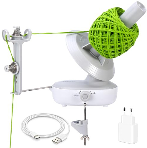 Etcokei Elektrische Wollwinder für Häkeln & Stricken – 280g Großvolumen, Dual-Feder-Spannung, Stufenlos Geschwindigkeitsregelung – Automatische Garnrolle für Handarbeit (Grau)