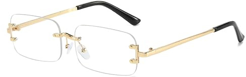 Hviomru Randlose Rechteck Sonnenbrille für Damen Herren Mode Trendy kleine schmale Rechteck Sonnenbrille