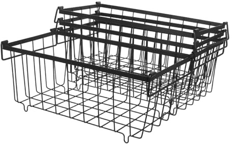 POPETPOP Panier Métallique Pour Réfrigérateur, 4 Pièces : Paniers De Congélateur Coffre, Conteneurs De Rangement En Fil Métallique Avec Double Poignée, Bacs De Congélation Pour