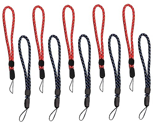 SEWACC Dragonne Lot de 10 Anti-perte Réglable, Polyester, pour Téléphone | Voyage et Randonnée, Compatible Clé USB et Caméra, Rouge, Évite le Glissement, Poignet