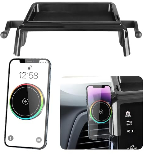 LUNQIN Car Magnetic Phone Mount for Honda Odyssey 2018 2019 2020 2021 2022 2023 2024 Auto Interior Accessories Best Cellphone Holder Fast 15W Wireless Charger Cell Phones Charging Screen Stand Cradle