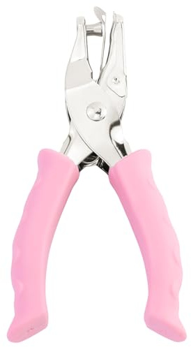 1 Stück Handgeführte Einzellochstanze Rosa, Lochzange für Papier, Kreis Metall Einzellocher Hand-Papierstanzer mit Soft-Handle für Tags, DIY Handwerk, Home Office Schulbedarf