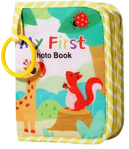 My First Photo Book, My First Photo Album, Toddler Photo Album, Baby FirstPhoto Album, My FirstSoft Cloth Family Photo Book with Name Card Name Tag Stickers, for Baby Shower Newborn Toddler Boy Girl