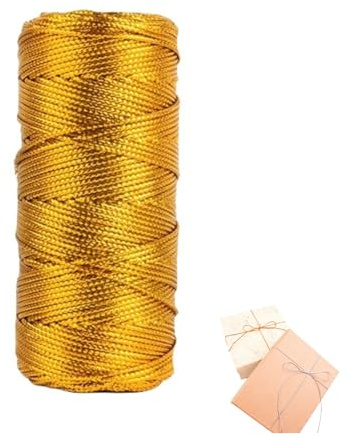 100m Metallic Gold String 1.5mm Twine String for Bracelet Making(Gold) | making cord rope for crafting tinse string for gift wrapping christmas twine ball of gold thread DIY Crafts Wedding Favors