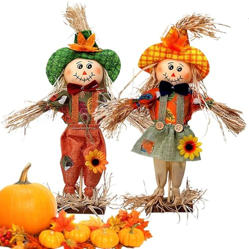 Generico Spaventapasseri Da Esterno, 2 Pezzi Decorazioni da Esterno per Raccolto, Decorazioni 36cm per Portico Giardino Festa del Raccolto, Per Festa Del Cortile Prato Giardino Portico Mostra