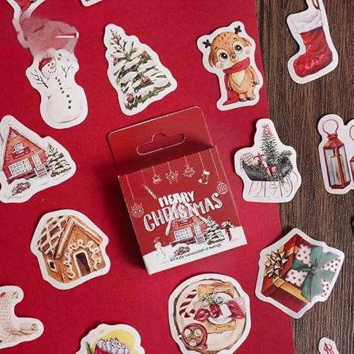46 stk Scrapbooking stickers bullet journal zubehör Frohe Weihnachten Aufkleber Deko Vintage Scrapbooking Papier Bastel Dekopapier Designpapier Scrapbook Zubehör für Tagebuch Notizbuch DIY Handwerk