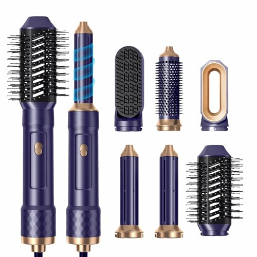 Hairstyler 6-i-1 Airstyler med luftlocktång, jonisk hårtork, hårstylingapparat, varmluftsborste, rundborste, locktång, plattång, hårtork, luftstylingborste, presenter till kvinnor, blå-violett