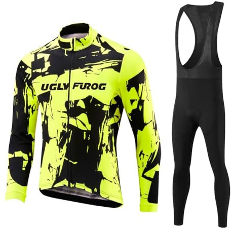 UGLY FROG Herrens Thermische Fleece Vinter Cykelkläder Cykeltröja med Thermofleecefoder Cykelbuxa med sittkudder + 20D Gel