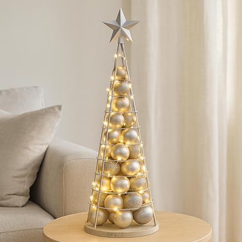 Mendler Deko-Baum HWC-O91 Metall 90cm - silberfarben | Weihnachtsbaum, Schmuckbaum, Weihnachtsdeko, Christbaum, zum Beschmücken
