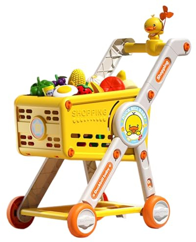 Carrito de la Compra para niños – Juego de Carrito de Juguete portátil, Deslizante de Colorido, Mango Redondeado Seguro | Juego de rol Duradero en el supermercado para cumpleaños