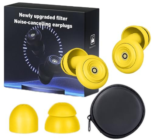 Huzinite Tapones for Los Oídos Con Cancelación De Ruido, 50 Db, Tapones for Los Oídos Ultra Suaves, Reutilizables Y Lavables for Dormir, Viajar, Sensibilidad Al Ruido, Volar(Yellow,Five pairs)