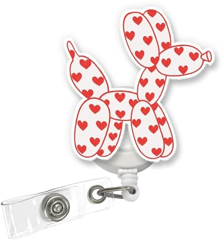 ULTRAVUTT Balloon Dog Badge Reel Badge Holder Reel ID Clip for RN LPN CNA Nurse Doctor Assistant Medical Staff Teacher Office Worker