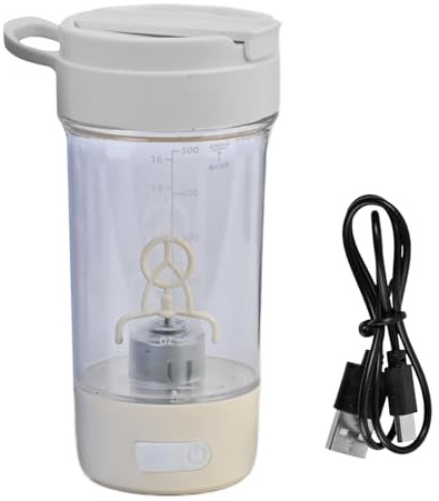 Colexy Botella Mezcladora Eléctrica, Botella Eléctrica para Proteínas, Botellas Autoagitadora para Batidos, Mezclador Eléctrico Portátil para Batidos Café Sustitutos de Comida, 600 ml (Blanco)