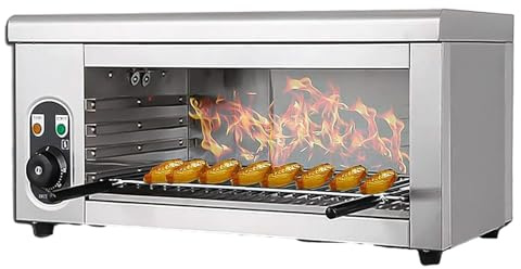 Commercial 2000W Electric Cheese Melter & Salamander Grill – Countertop Oven with Adjustable Grid & 50-300°C Precise Control, Stainless Steel