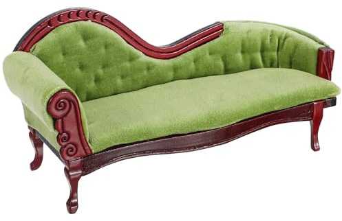 Miniature Chaise Lounge Sofa, 1:12 Scale Dollhouse Furniture | Vintage style miniature sofa with curved design for 1:12 dollhouse rooms, displays and creative model scenes