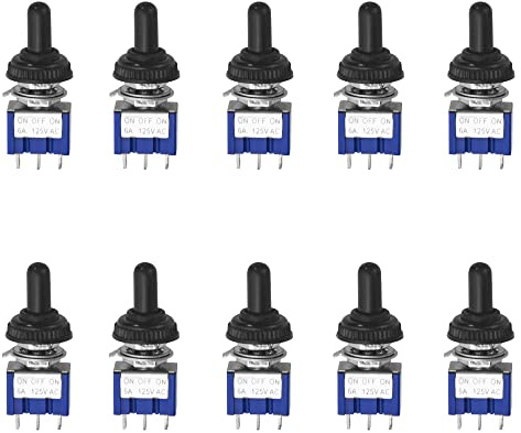 WMYCONGCONG Lot de10 interrupteurs à bascule SPDT AC 125 V 6 A On/Off/On 3 positions 3 broches avec capuchon
