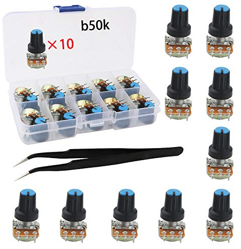 RUNCCI-YUN 10 pcs potentiometre 50k,potentiometre 50k lineaire，potentiometre rotatif (1 × pincettes anti-statiques)