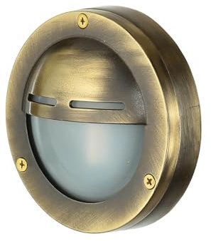 Licht-Erlebnisse Außenwandleuchte aus Messing IP64 klein Ø14cm AGIA maritime Lampe Haustür Balkon Terrasse