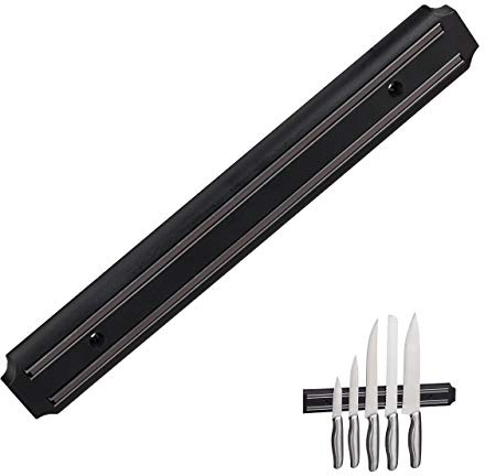 Relaxdays Magnetleiste Wand, Gerätehalter, magnetische Küchenleiste, Messer & Werkzeug, Kunststoff, 33 cm breit, schwarz