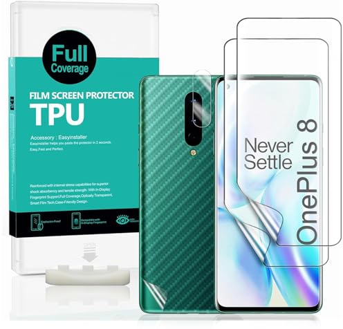 Ibywind Schutzfolie kompatibel mit oneplus 8,[Kamera Schutzfolie][Carbon Fiber Folie für die Rückseite][Fingerabdruck kompatibel][Blasenfrei]