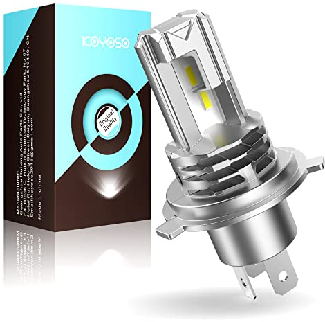 KOYOSO H4 LED 5000LM 25W Ampoules Compatible 12V Moto Scooter Feux de Route et Feux de Croisement, Pack de 1