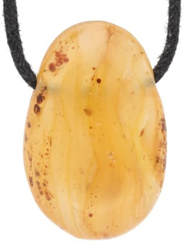Lebensquelle Plus Seltene Tropfen Anhänger mit Baumwollband | Set-Angebot Naturstein Halskette | Echter Edelsteinanhänger | Gebohrter Trommelstein Tropfenanhänger