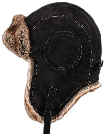 Insun Wintermütze Fliegermütze mit Wildleder Warme Trappermütze Winter Mütze für Herren und Damen Schwarz L