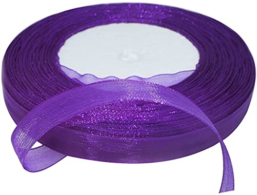 AERZETIX - C50822 - Organzaband glänzender dekorativer organza - 10mm x 45 meter - lila - kreative projekte nähkunst geschenkverpackung zur geburtstagsfeier