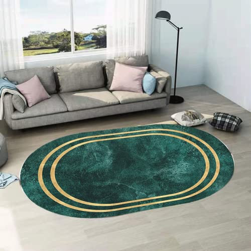 Klassischer Orientteppich, Kurzflor Waschbarer Anti-Rutsch Ornamente Muster Teppich, dunkelgrüne goldene Linien abstraktes Muster,200 x 250 cm