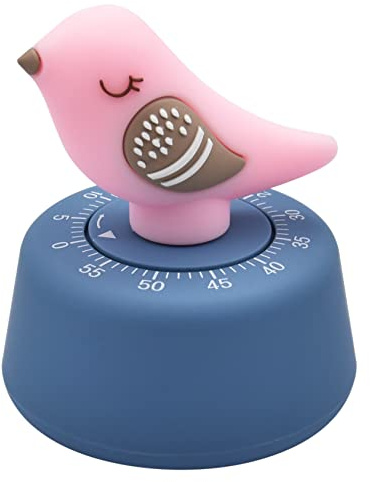 Ranvi Bird Shaped Kitchen Timer Craft Mechanical Winding 60 Minute Timer Cute Animal Kids Time Timer Manage Time, Baking Fun and Boiled Eggs(Pink)