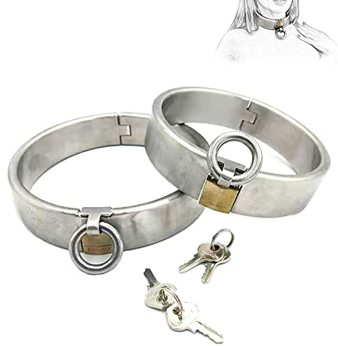Guspiun Edelstahl Halsbänder SM Bondage Erotik Fetisch Halsfessel Halsreif Slave Collar mit Ring Paare Gay Sex Halsbänder Spielzeuge Kragen Sexspielzeug für Männer Frauen (Männer：13.5cm)