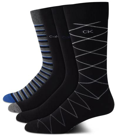 Calvin Klein Mens 4 Pack Soft Cotton Cushioned Dress Crew Socks