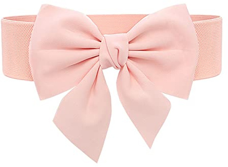 Tenorbass Damen Bowknot breite Gürtel, elastische Vintage große Schleife Gürtel für Kleider Mädchen niedlich Taille Gürtel für Weihnachten Party Adorable Dress Accessoire (rosa Taille Gürtel)