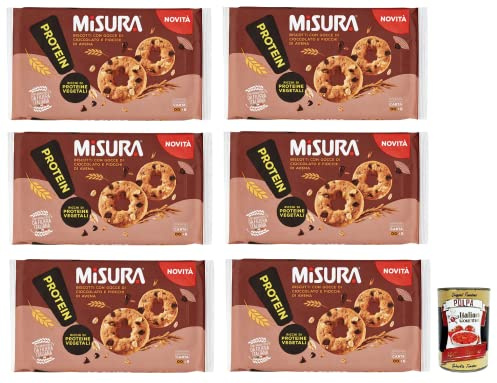 Misura Protein,Galletas de proteínas con gotas de chocolate y avena, Ricas en proteínas vegetales, 260 g + Italian Gourmet Polpa di Pomodoro 400 g en lata
