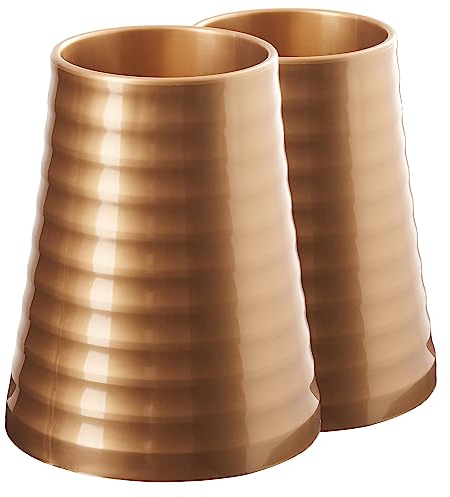 TYMAR Grabvase aus Kunststoff, Friedhofsvase für Grabschmuck, geeignet für Grabgestecke, Kunstblumen und frische Blumen, wetterfest(H=33 cm/ø 12 cm; Gold)