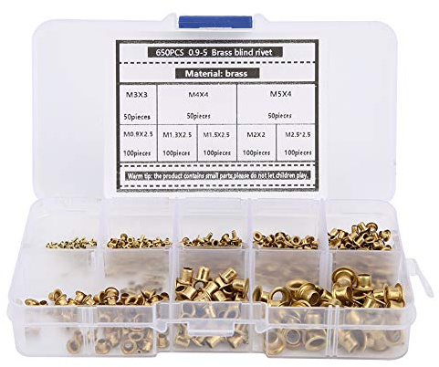 QANYEGN Kupfer Hohlnieten Ösen, Metallic Messing Ösen Niet, 650 Teiliges Kupfer Metall Ösen Für Spitzen, Gürtel, Kleidung, Taschen