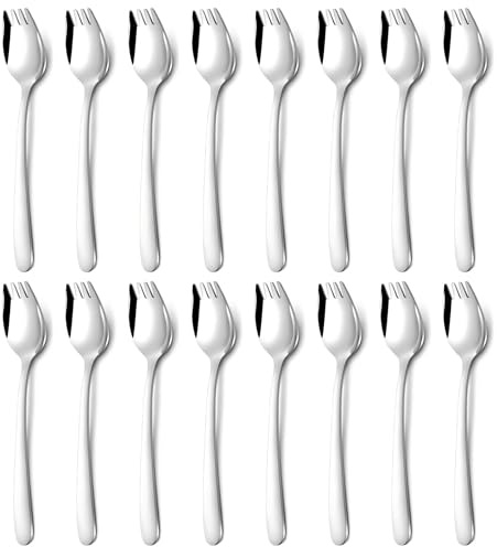 Hunnycook 16-Piece Sporks - Stainless Steel Sporks, 7.2 Inch Metal Spork Set for Pasta, Soup, Dessert, Household Use, Camping, Hiking