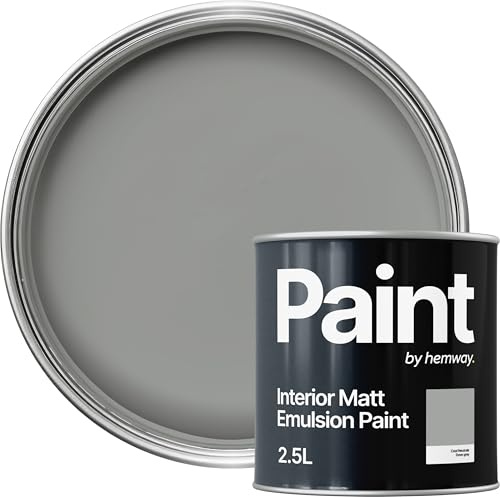 Hemway Dove Grey Paint 2.5 L, Indoor Matt Finish, One Coat, Wall Paint, Acrylic & Water-Based Emulsion, Quick Dry & High Coverage for the Kitchen, Bathroom & Bedroom Walls & Ceiling