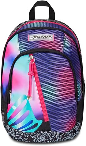 Seven Zaino Scuola Dual, Rosa e Viola, Shadefull Girl, Zaino Doppio Scomparto Con Tasca Porta PC o Tablet, Tasca Porta Borraccia e Organizer, Zaino Scuole Medie e Superiori, Bambina Ragazza