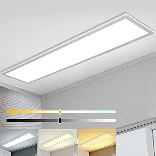 40W Plafoniera LED Soffitto 120x30 CM, Lampada Soffitto Pannello LED Dimmerabile con Telecomando, Lampada Multifunzione 2700K-6500K per Camera da Letto, Soggiorno, Bagno, Studio, Corridoio