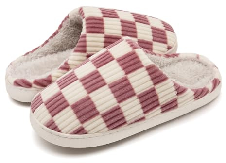 Guyarns Zapatillas casa Mujer Hombre,Pantuflas Mujer Invierno de Memoria viscoelástica a Cuadros con Suela Antideslizante Dormitorio para Interior Exterior