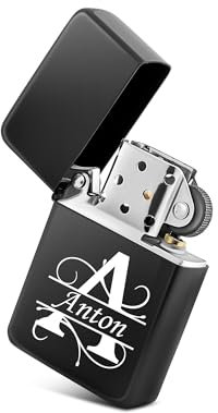 Metallfeuerzeug mit persönlicher Gravur | Benzinfeuerzeug mit Name | Individuell graviertes Feuerzeug | Hochwertiges Geschenk für Männer | Personalisiertes Geschenk