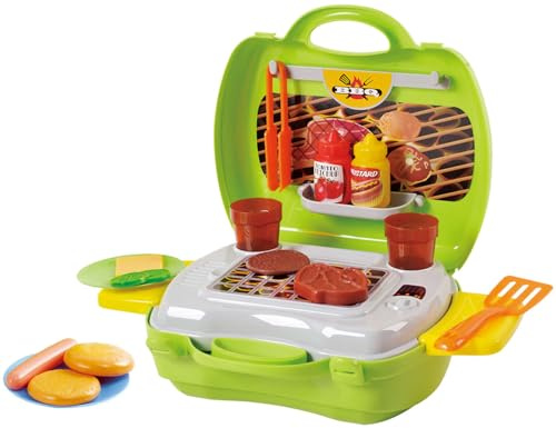 BBQ-Koffer von PLAY 22-TLG. Tischgrill m. Zubehör Grill Utensilien Spielset +24M