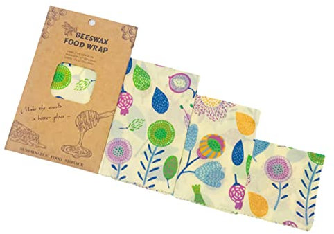 Healvian 3pcs Beeswax Food Wraps Reusable Packing Cloth for Food Preservation Cloths Organic Cotton Fabrics for Household Use