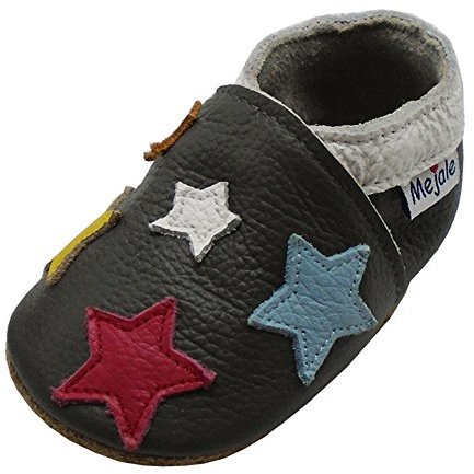 Mejale Krabbelschuhe Baby Echtleder, Lauflernschuhe mit Weicher Veloursledersohle, Atmungsaktive Barfußschuhe für Erste Schritte, Jungen Mädchen