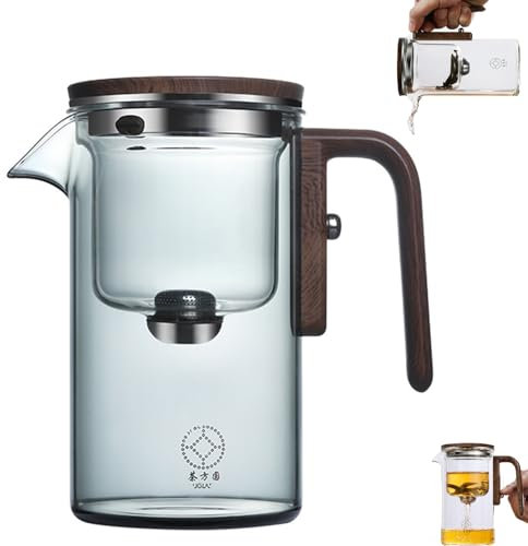 Argumub Witchcraft Tetera de cristal con mango de madera, Enchantea Teapot with Wooden Handle Enchantipot Magic Tea Pot Glass Clear Teapot with Strainer (gris, 520 ml)