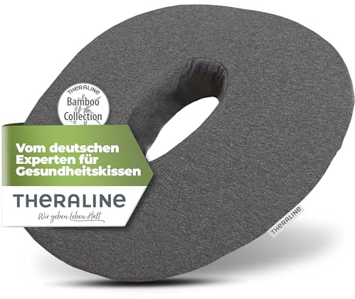 Theraline Ergonomischer Sitzring zur Steißbein Entlastung, Sitzring nach OP, Geburt oder als Hämorrhoiden Sitzkissen, orthopädisches Donut Kissen (Anthrazit Melange) | Entlastendes Ringkissen zum Sitzen & Liegen - OekoTex geprüftes Donut Kissen mit Loch & waschbarem Bezug – Steissbeinkissen