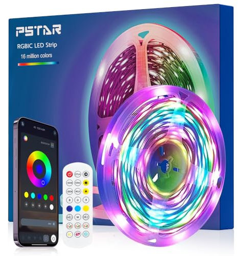 RGB+IC Ruban LED 1M Bande Led Strip avec APP et Télécommand 5V Dimmable Multicolore Bande lumineuse, Musique Synchroniser, USB LED Intégré IC Éclairage pour Gaming,TV,PC,Fête DIY Decor