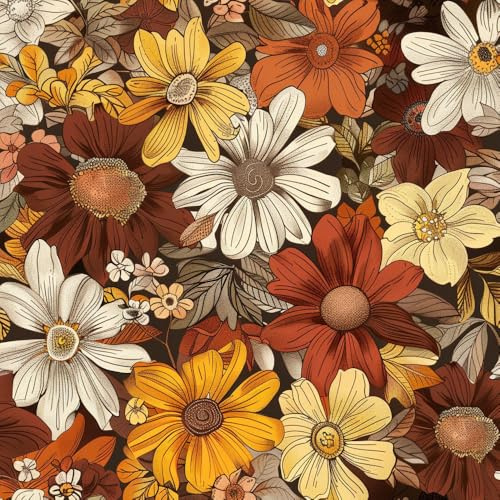 JIAOQSS Selbstklebende Tapete Retro Blumen Mustertapete Klebefolie Möbel Dekorfolie Selbstklebend Küche Klebetapete Muster Tapeten Wassdicht DIY Wohnzimmer Wandtapete