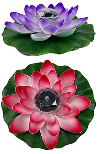 Kisangel 1 Jeu Lampe Feuille De Lotus Lumières Flottantes De Piscine Nénuphars Solar Light Billard Americain Lampe Solaire Décoration Aquarium Lampe À Souhait Solaire Lampe À Eau 2 Pièces